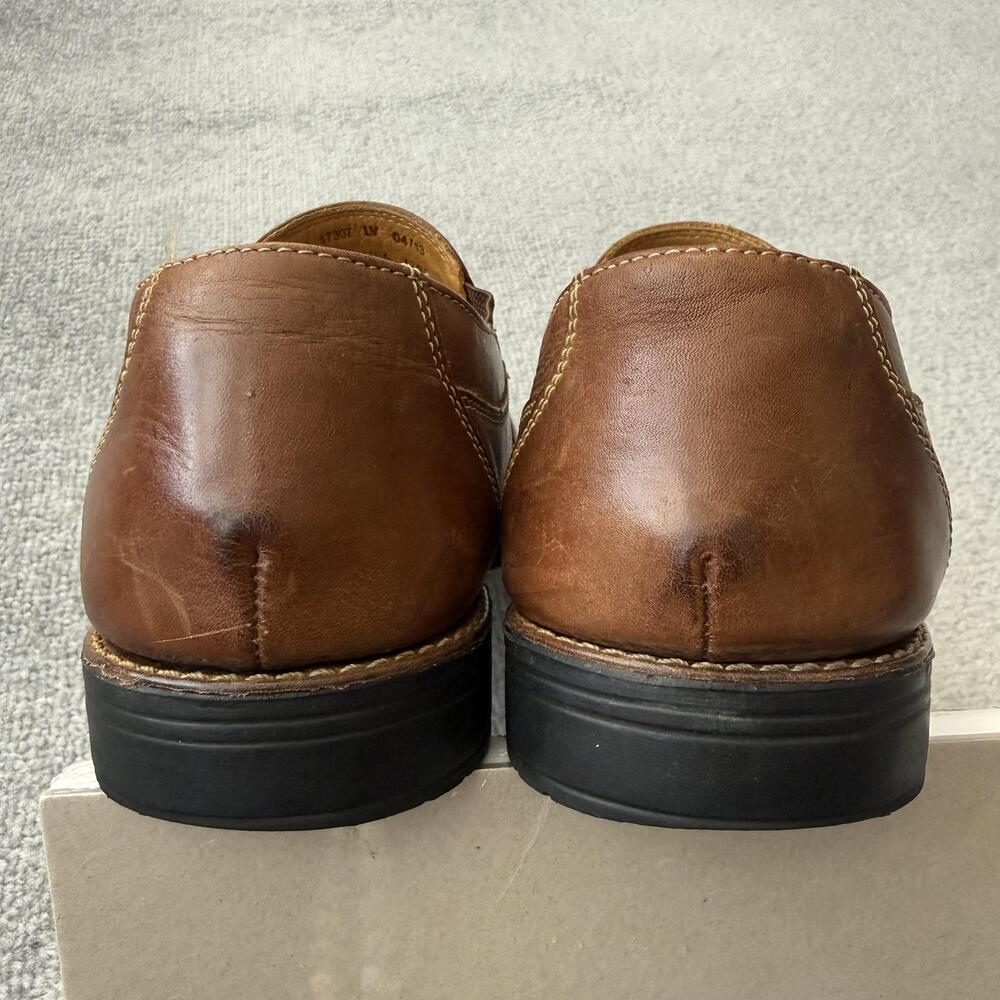 Sandro Shoes Mens Size 9.5 Brown Leather Slip On Comfort Loafers Square Toe - Picture 15 of 15